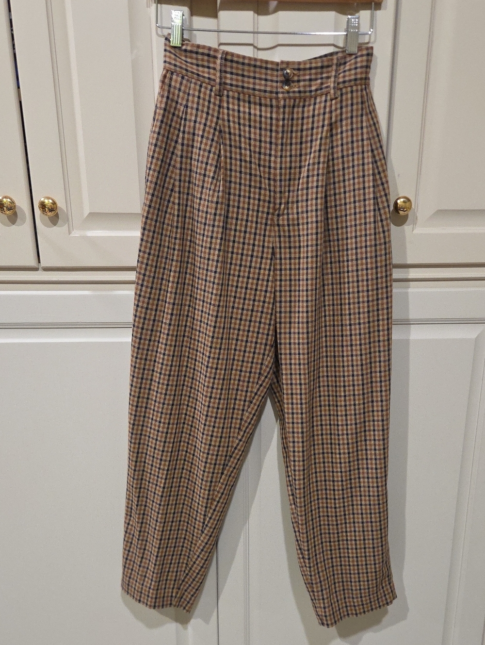 Madewell Brown Plaid High-Rise Chinos
